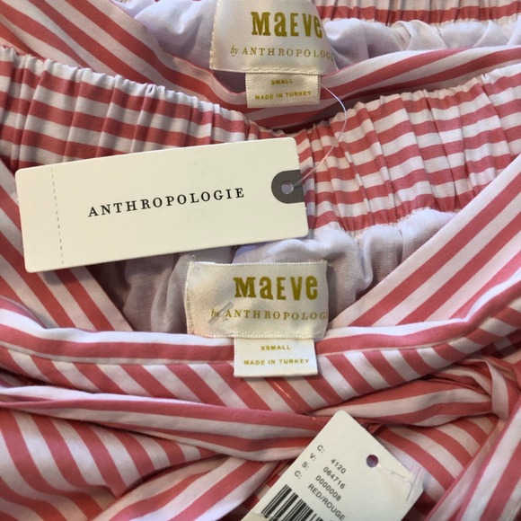 HP! Anthropologie Pink Stripped Ruffled Midi Skirt NWT Women’s Size Small - Picture 6 of 9